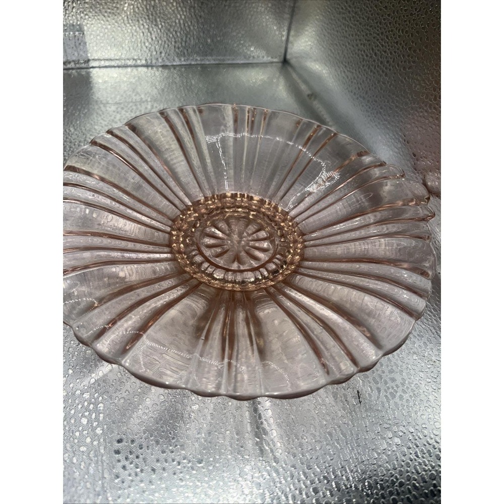 Pink Anchor Hocking Old Cafe Pink Depression Glass Dish 8" tab handles